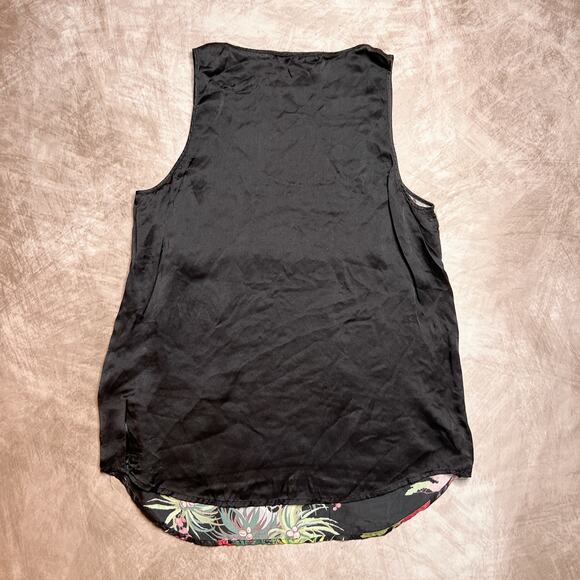 French Connection Silk Mountain Side Tree Painting Tank Top Sleeveless Boho Euro - Picture 4 of 8